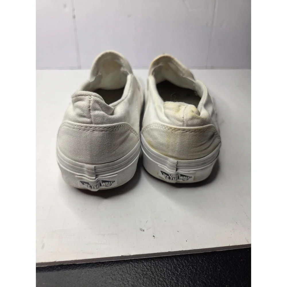 Vans Classic‎ Slip-On White Canvas Low Top Skate Shoes Mens 7.5 Womens 9